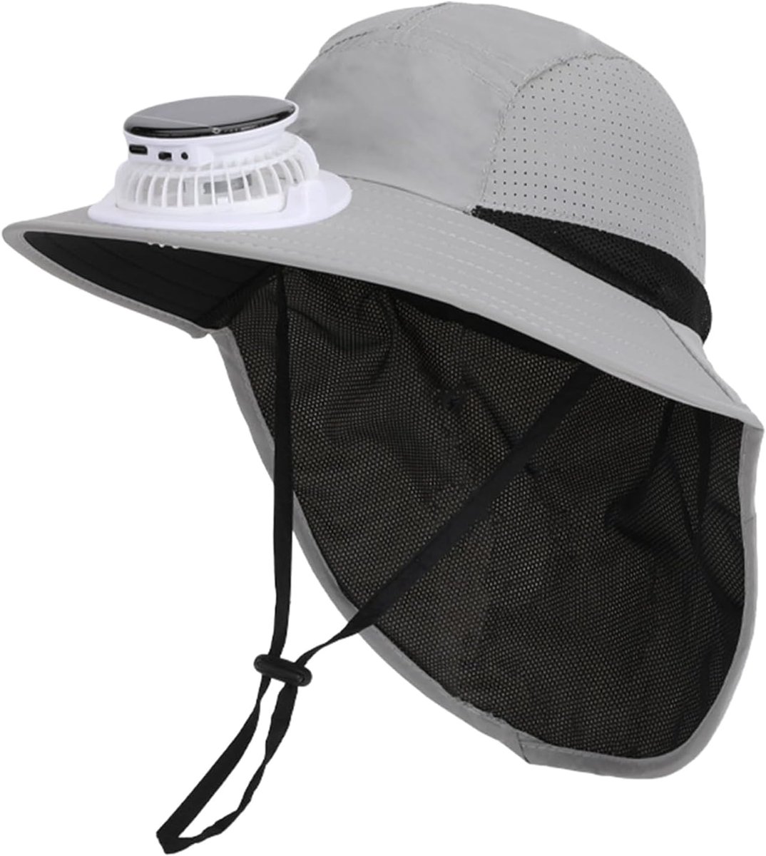 Ventilator Hoed - Zonnehoed Kinderen - Buitenavonturen Bescherming - Ingebouwde Ventilator - Brede Rand - Blauw
