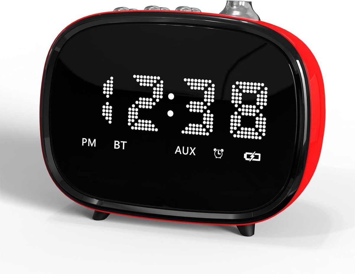 Bluetooth Luidspreker met Alarmfunctie - Vintage Design - Compact en Draagbaar - Multifunctioneel - Voor Thuis en Buiten