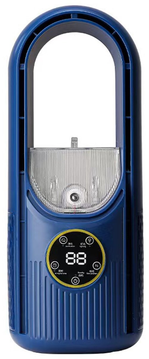 Ventilator - Draagbare bladloze ventilator - 6 snelheden - USB verneveling & timer - Stil - Kantoor, woonkamer, slaapkamer - Blauw