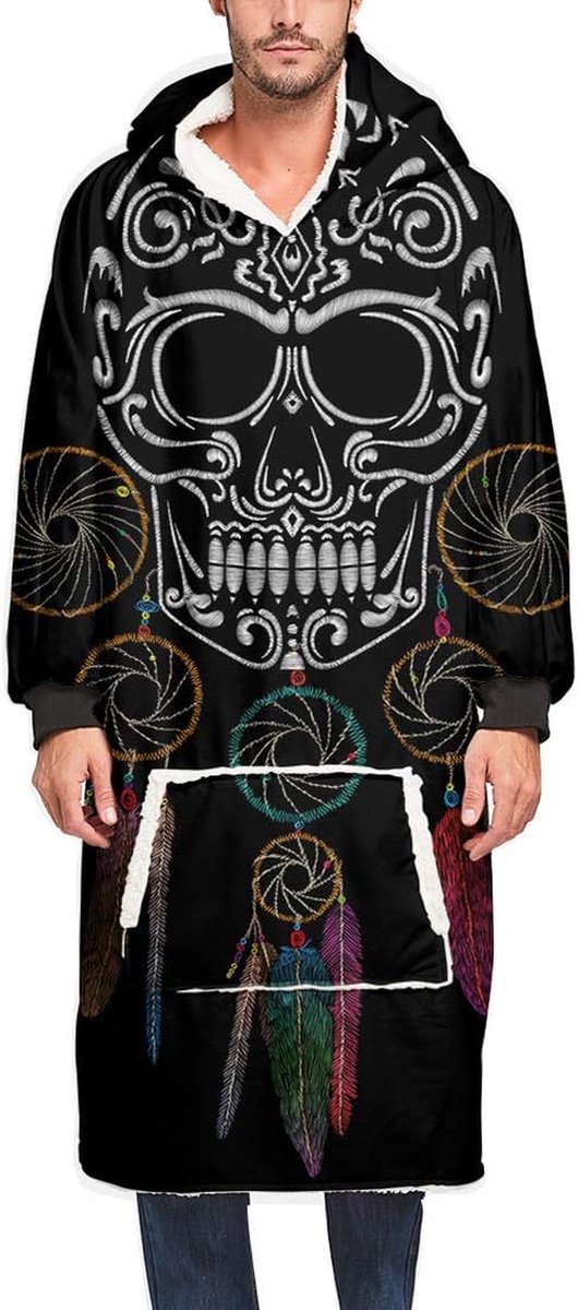 Deken met mouwen - Draagtrui - Ontspannen thuis - Zachte fleece voering - One size - Gedrukt patroon