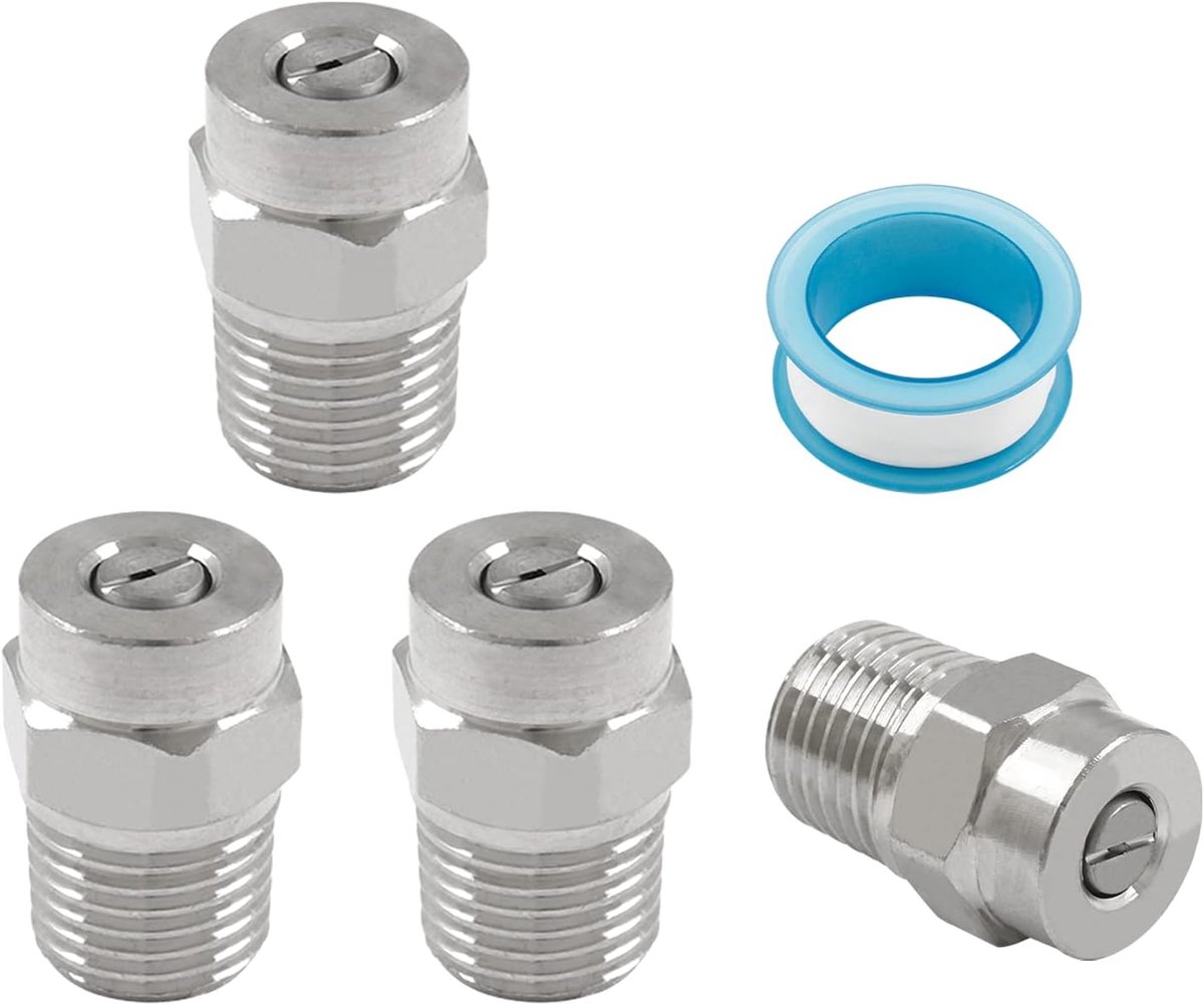 Oppervlaktereiniger Tips - Reinigingsmondstukken - Hogedruk Reinigen - Roestvrij Staal - 4 Stuks - Zilver