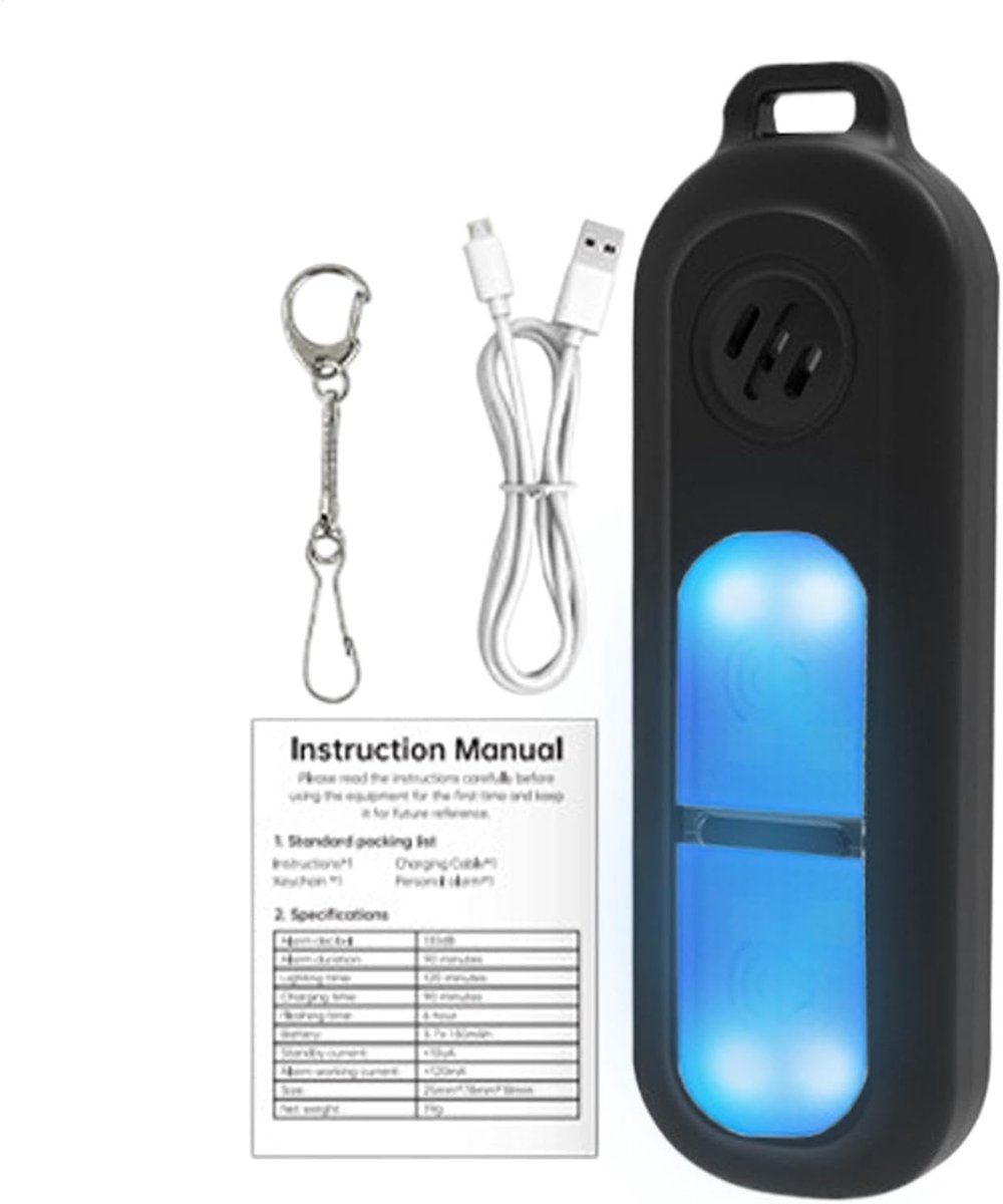 Persoonlijk Alarm - Paniek Sleutelhanger - Persoonlijke Veiligheid - 130dB Geluid - 8.5x6x2 cm - Zwart
