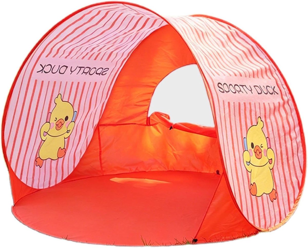 Strandtent UV-bescherming - Strandzonnescherm Luifel - Zomerse Uitjes - Ademend Insectenwerend - 145x145x110cm - Rood