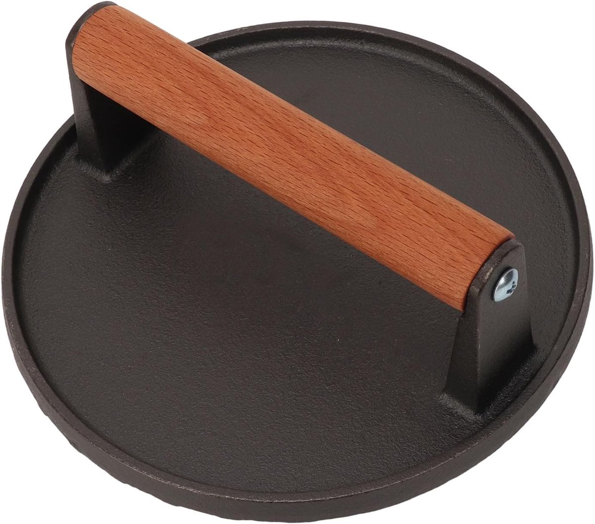 Burgerpers Ijzer - Vleespers Grill - Vlees Bereiden - Houten Handvat - 1025g - Zwart