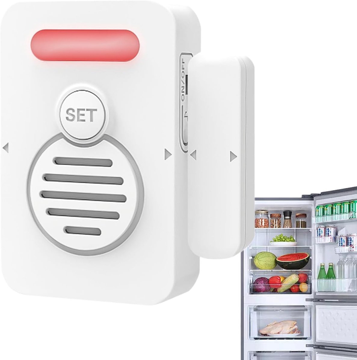 Koelkast Alarm - Deur Sensor - Energie Besparen - Spraakwaarschuwing - 6.5 x 5.5 x 2.5 cm - Wit