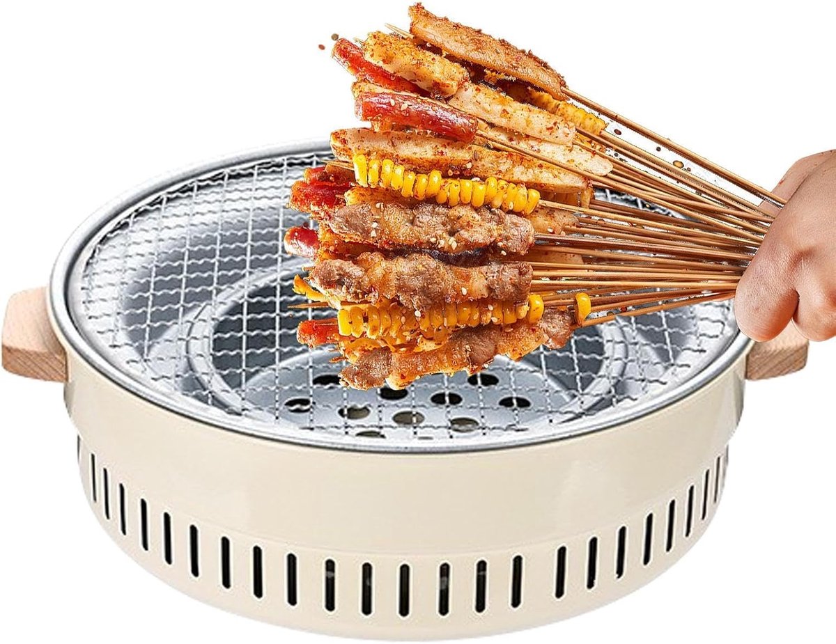Houtskool Grill Draagbare Brander Buiten Koken Antiaanbak Laag 32 Centimeter Zwart