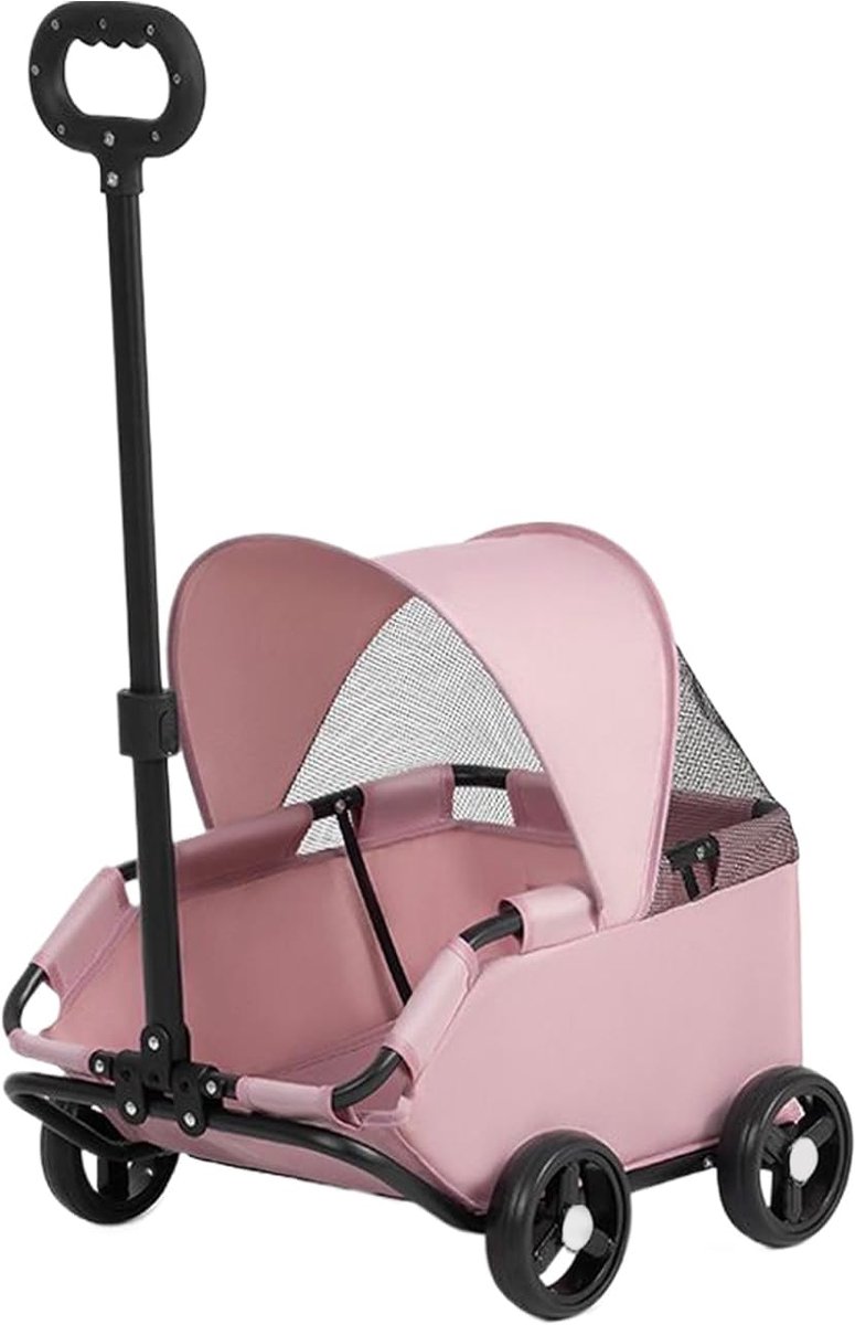Huisdieren Buggy - Hondenwagen Dierentransport - Reizen met Huisdier - Aerodynamisch Ontwerp - 54 x 36 x 26 cm - Roze