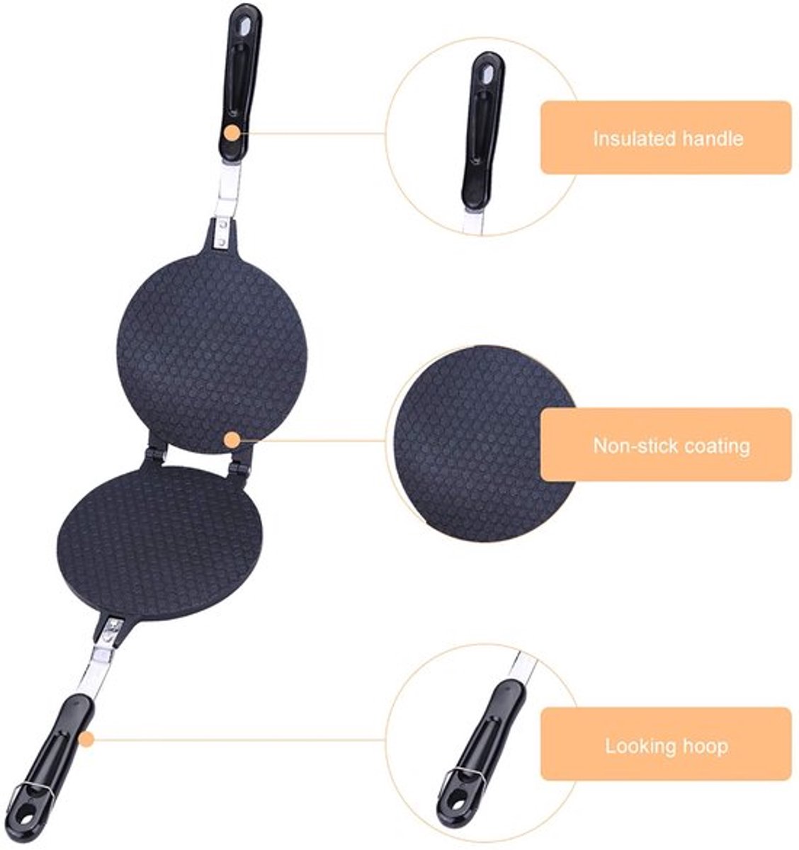 Dailygoody - Wafelkegelmaker - Multifunctionele pannenkoekmaker - Anti-aanbaklaag