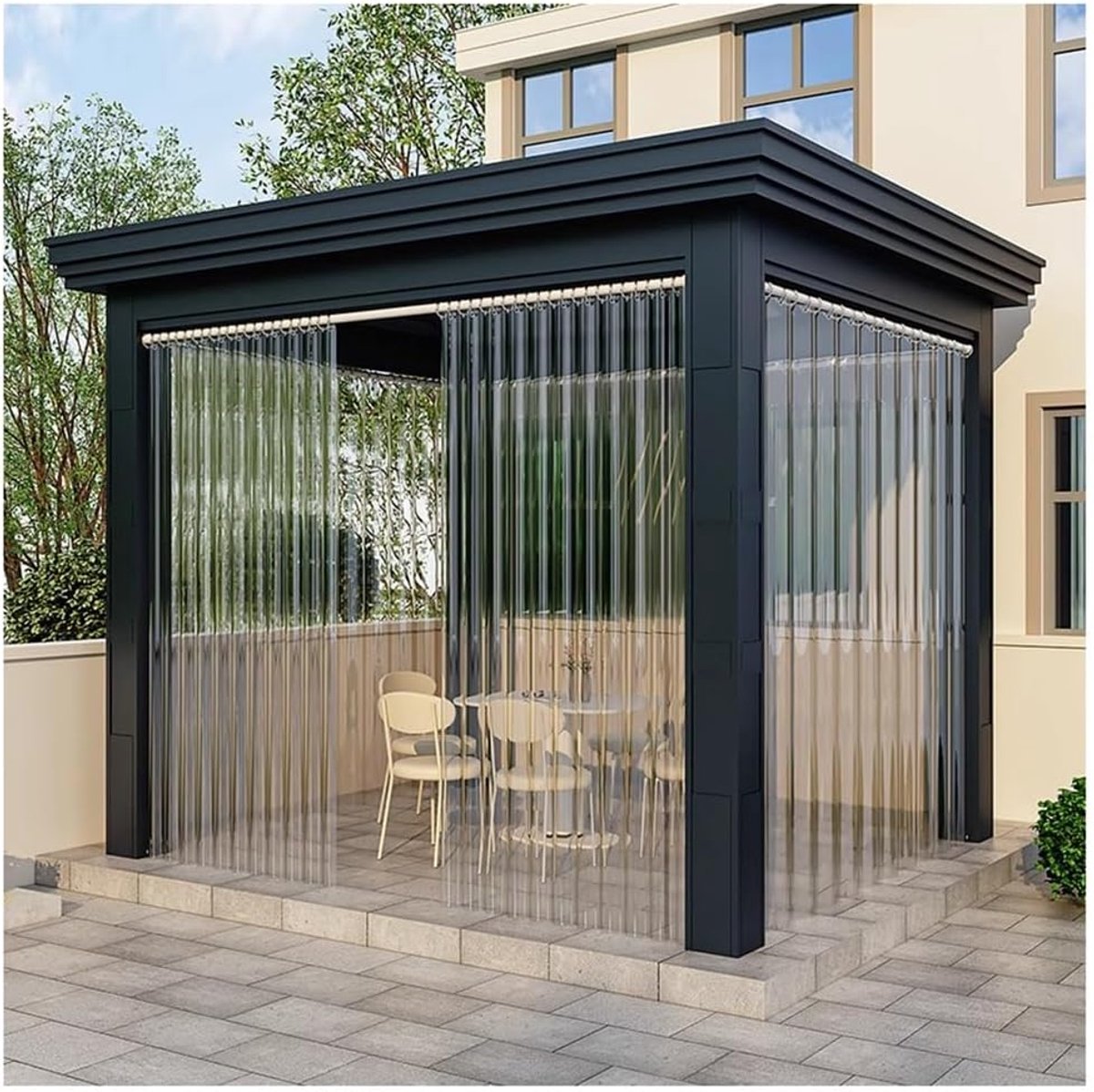 Terras Gordijn - Buitenpaneel - Bescherming Buiten - Waterdicht PVC - Uitschuifbaar - Transparant