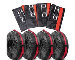 Set bandentassen - Bandenhoezen - Reservewiel beschermen - Waterafstotend materiaal - 4 stuks - Rood