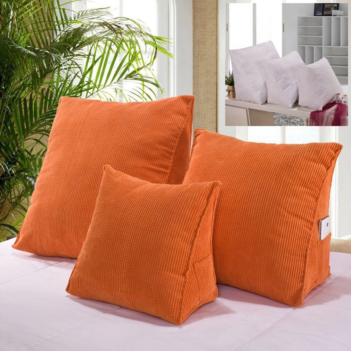 Lees Kussen - Rugsteun Kussen - Comfortabel Lezen - 360 Graden Steun - 40 x 36 x 20 cm - Oranje