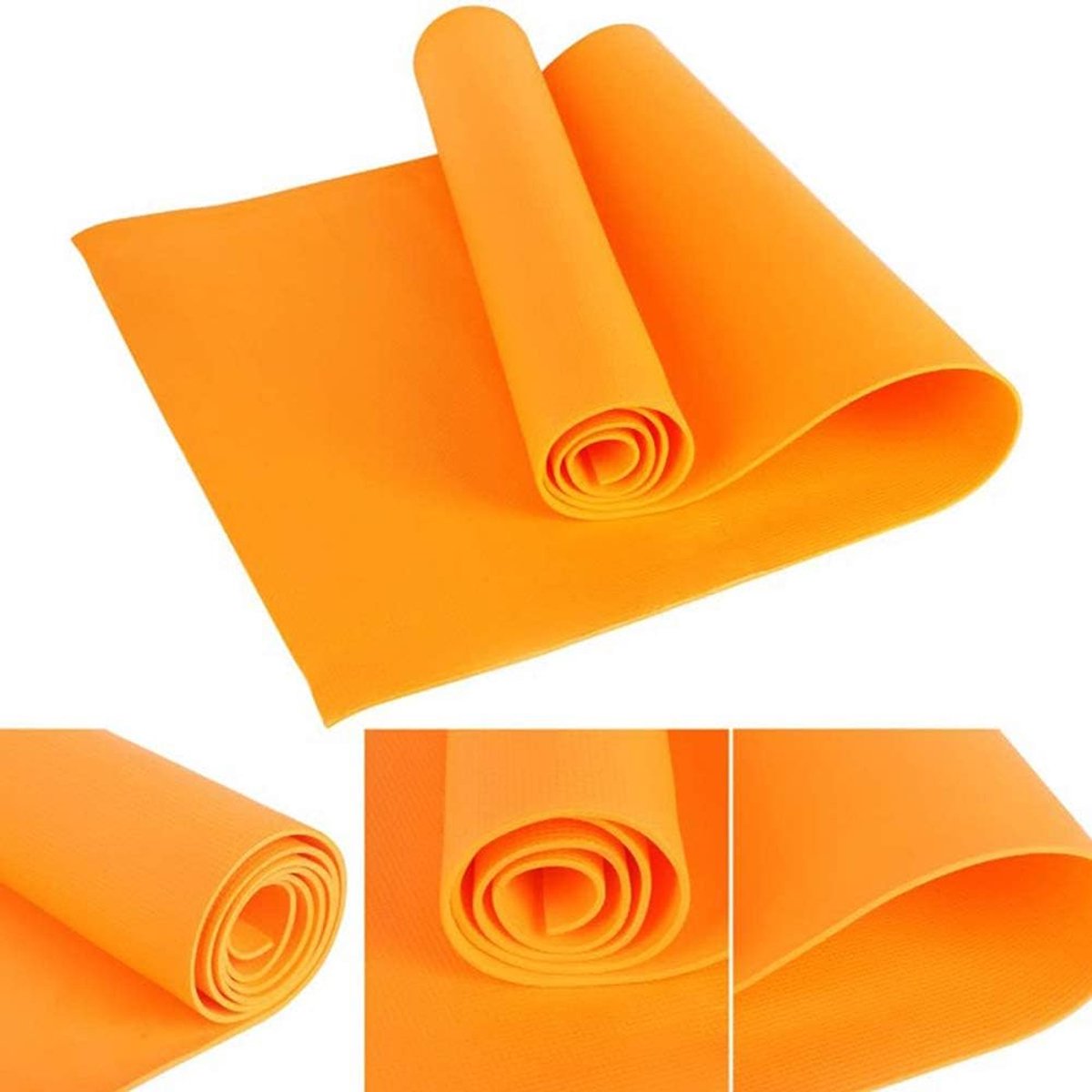 Yogamat - Dunne oefenmat - Thuis trainen - Antislip textuur - Extra lang 173 cm - Oranje