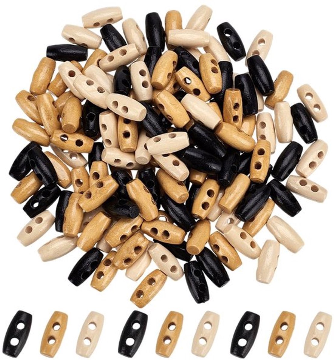 Mini houten tuimelknoppen, 120 stuks, dailygoody