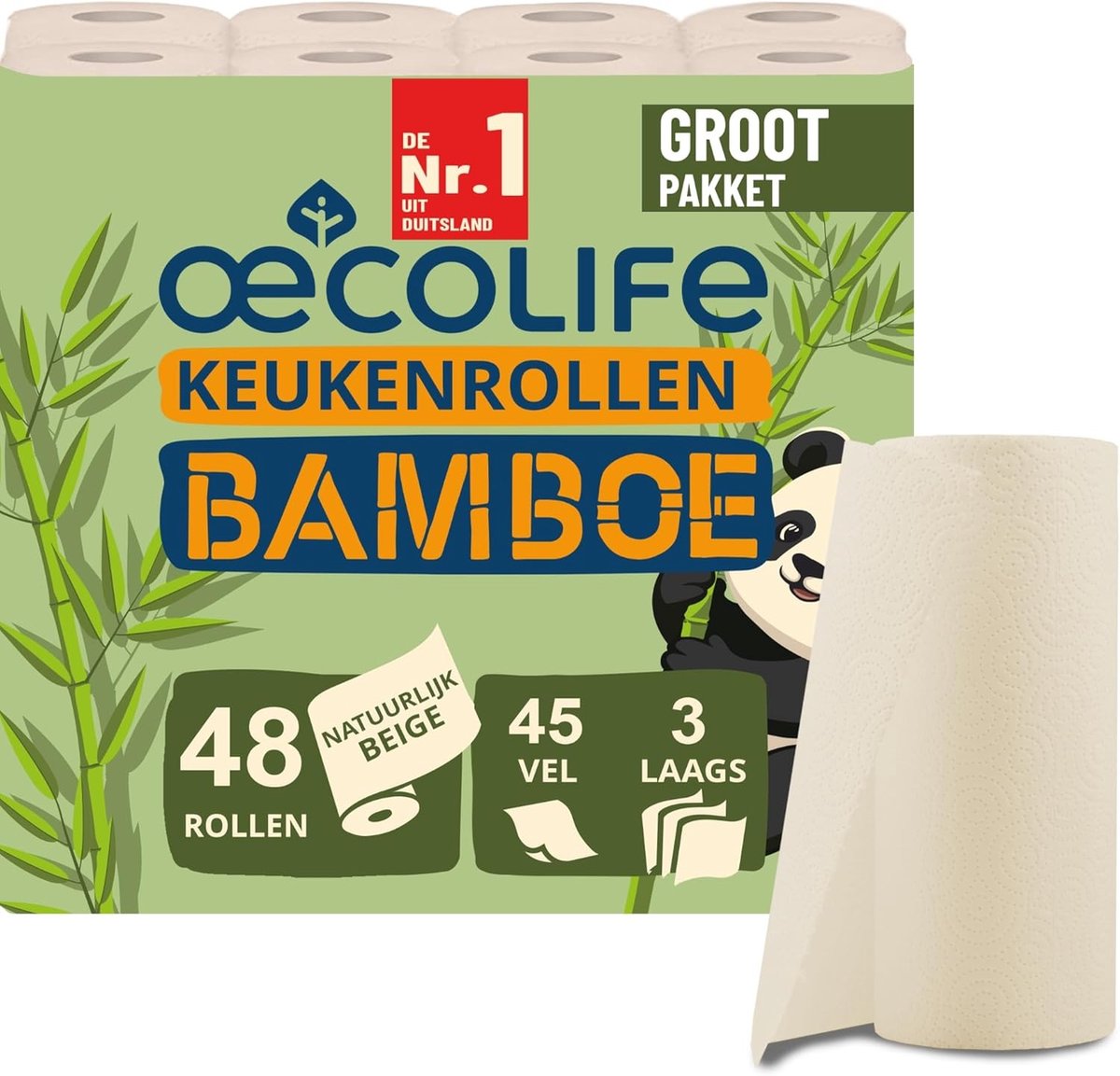 Bamboe Keukenpapier - Ongebleekte Bamboepulp - Antibacteriële Eigenschappen - Zeer Absorberend - Voor Duurzaam Gebruik