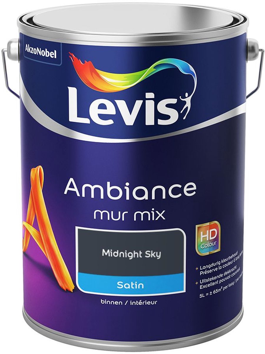 Levis - Ambiance Mur Satin Mix - Midnight Sky - Mengverf - 5 L