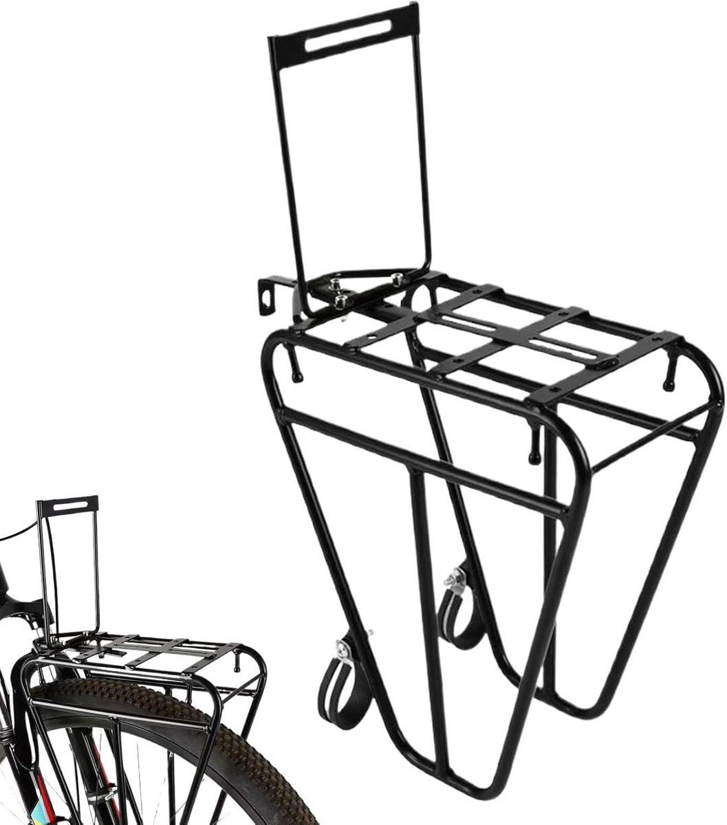 Fietsendrager Voor - Achterdrager Bagage - Outdoor Activiteiten - Verstelbare Platen - 35 x 30 x 15 cm - Zwart