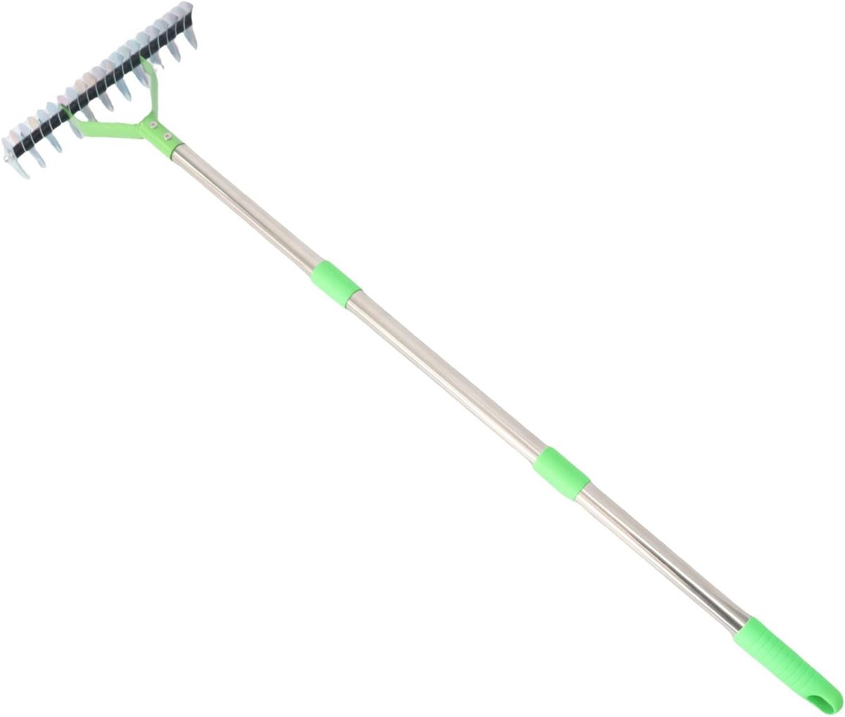 Gazonhark Ergonomisch - Verticuteermachine Hark - Gazon Verzorgen - Roestvrij Staal - 125 Cm Lengte - Zilver
