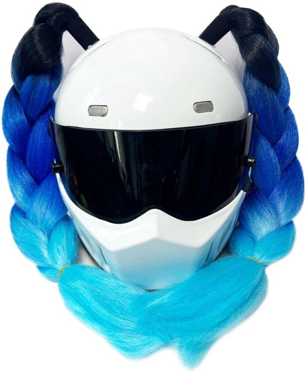 By shayne - Vlechten - Braids Motorhelm - Unisex - Zwart en Blauw