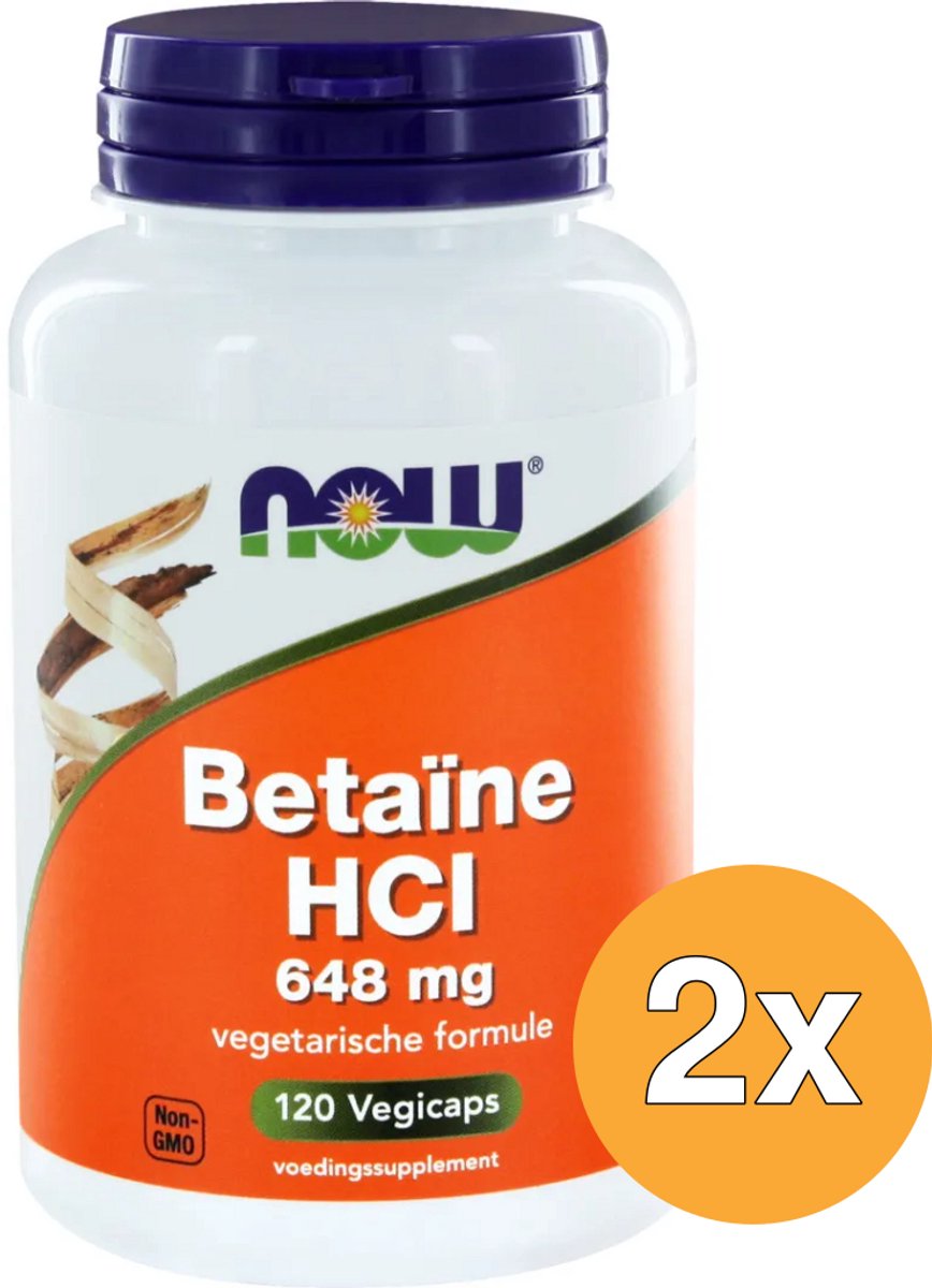 2x Now Betaine Hcl 648 Mg (120 vega capsules)