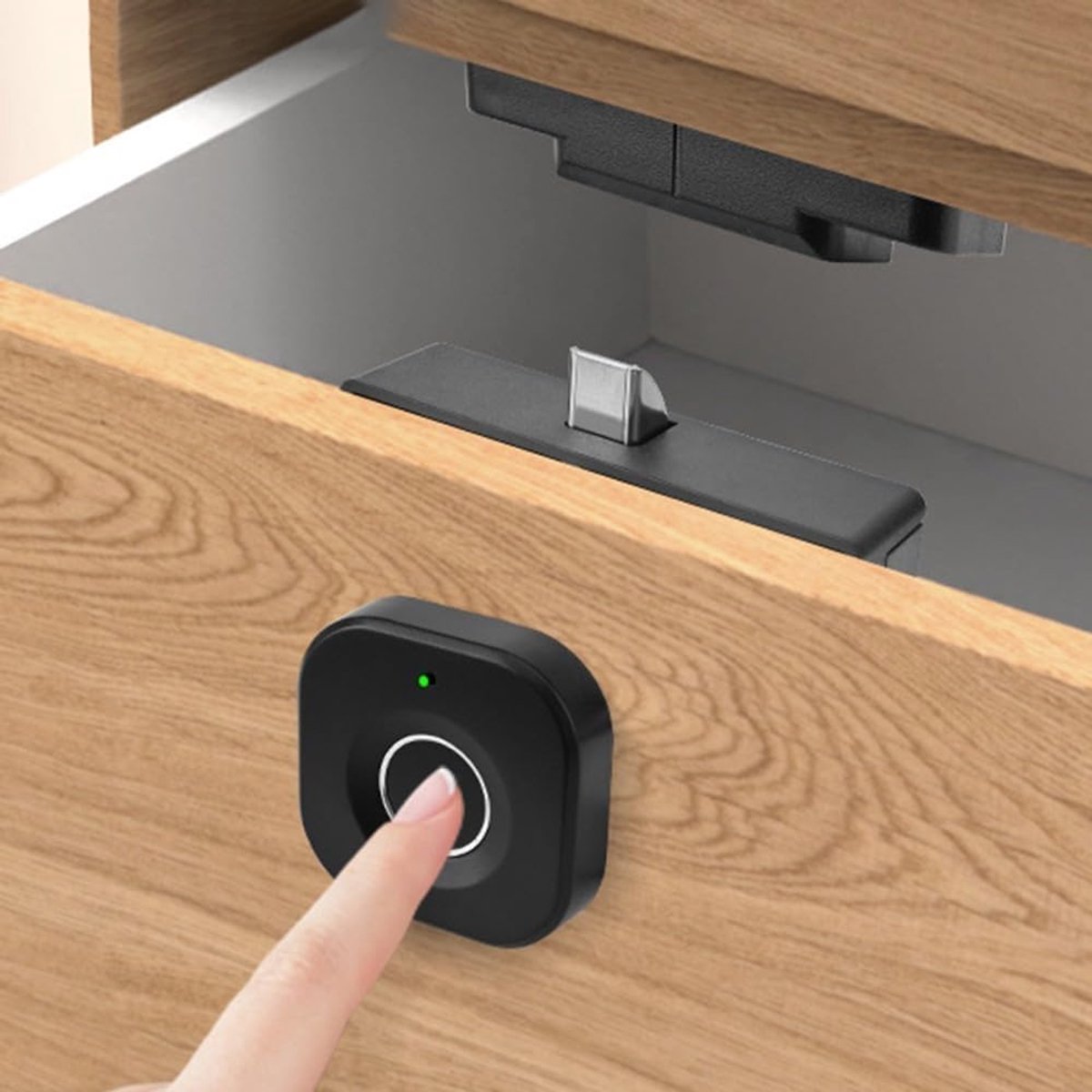 Vingerafdruk slot - Lade handvat - Kast beveiligen - Slimme technologie - 15 x 10 x 6 cm - Zwart