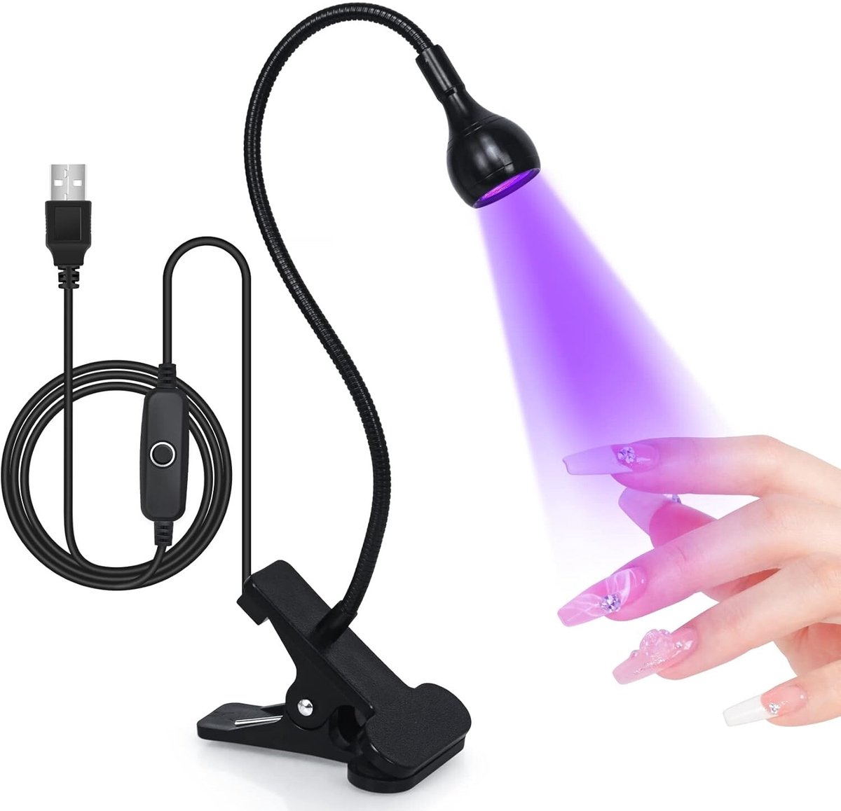 UV-nagellamp - TENZHVXI® - USB-opladen - Met schakelaar - Opvouwbare - Geschikt voor nagelstylisten en doe-het-zelf-liefhebbers - Zwart
