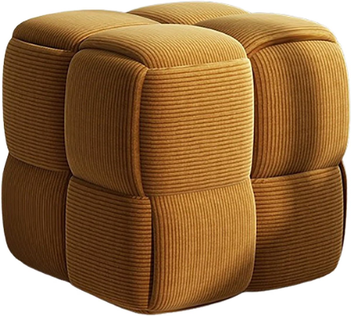 Voetenbank Corduroy - Poef Kruk - Ontspanning Thuis - Zachte P Wick Stof - 28x28x28 cm - Bruin