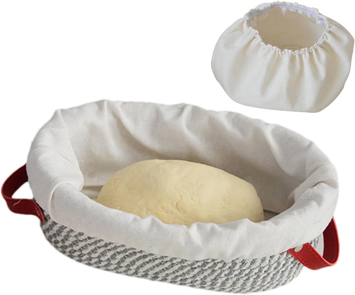 Brood Rijs Bak - Deeg Mand - Zelf Brood Bakken - Dubbele Handgrepen - 26 cm - Multicolor