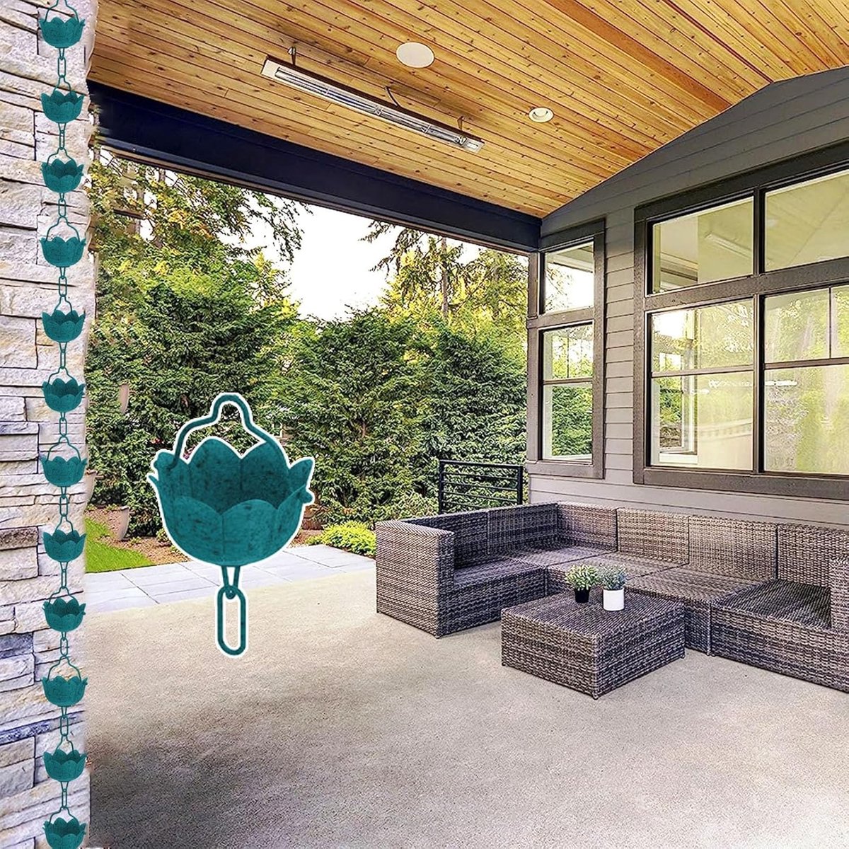 Regenkettingen Aluminium - Regenpijp decoratie - Watergeleiding Tuin - Eenvoudige Installatie - 2.4 meter - Stijl 4