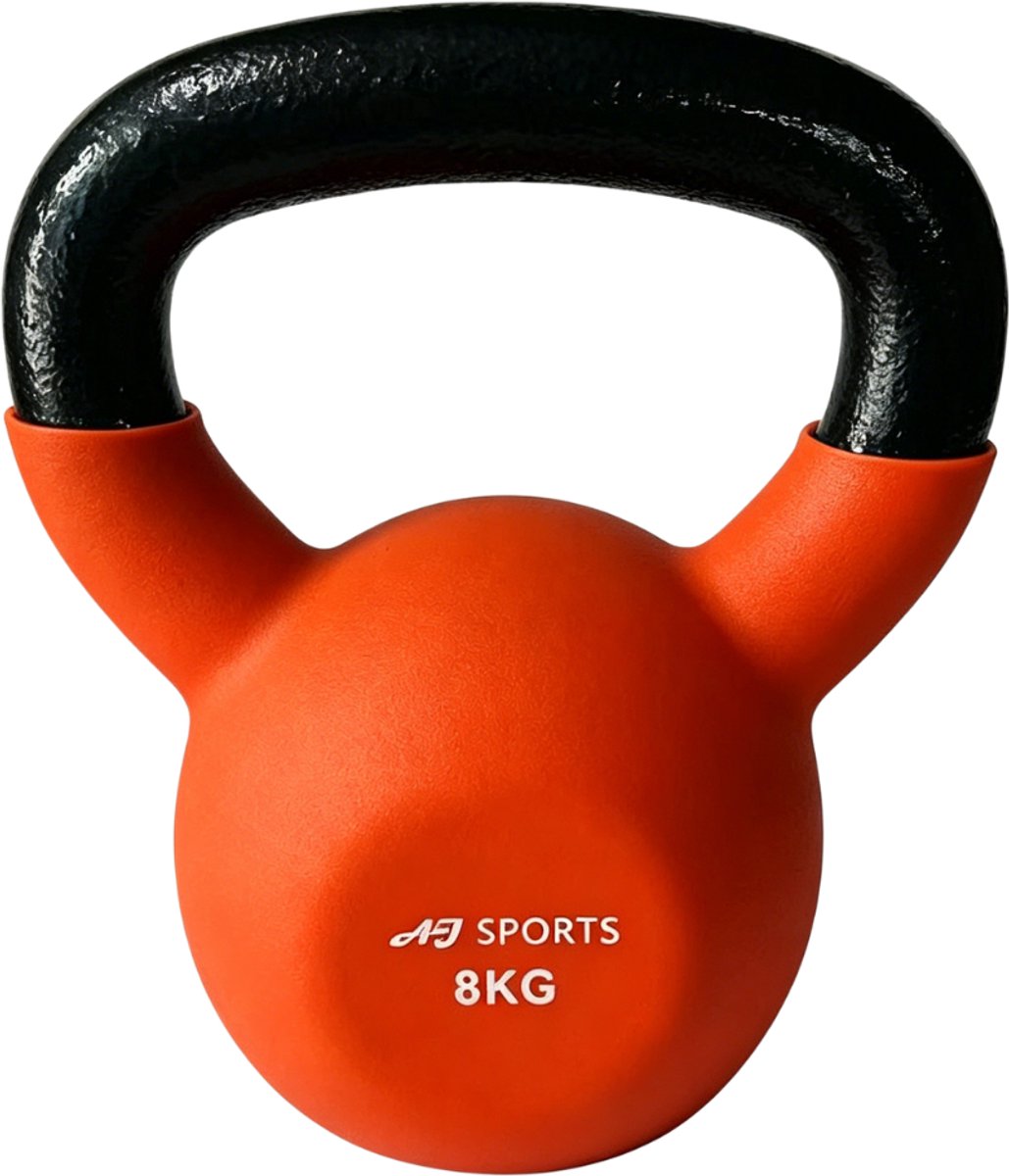 AJ-Sports Kettlebell 8 kg – Vinyl Gecoat Fitness Gewicht – Krachttraining, CrossFit & Full Body Workout – Met Brede Handgreep