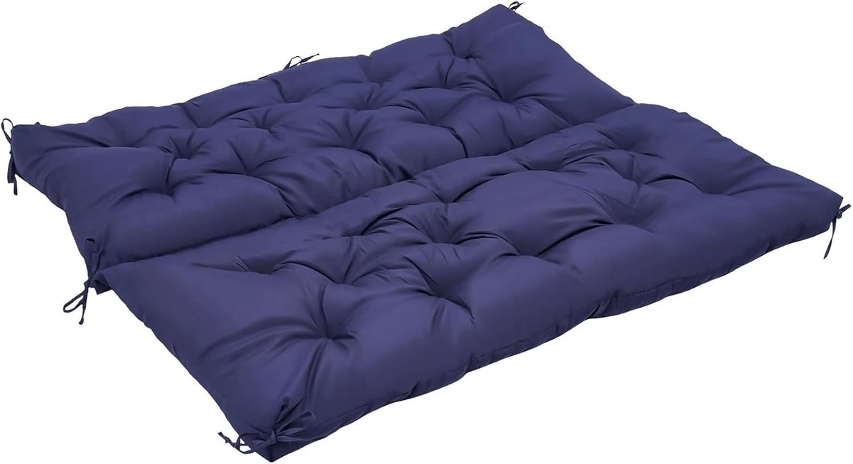 Tuinbank Kussen - Zitkussen Bank - Comfortabel Zitten - Antislip Bevestiging - 120 x 100 cm - Donkerblauw