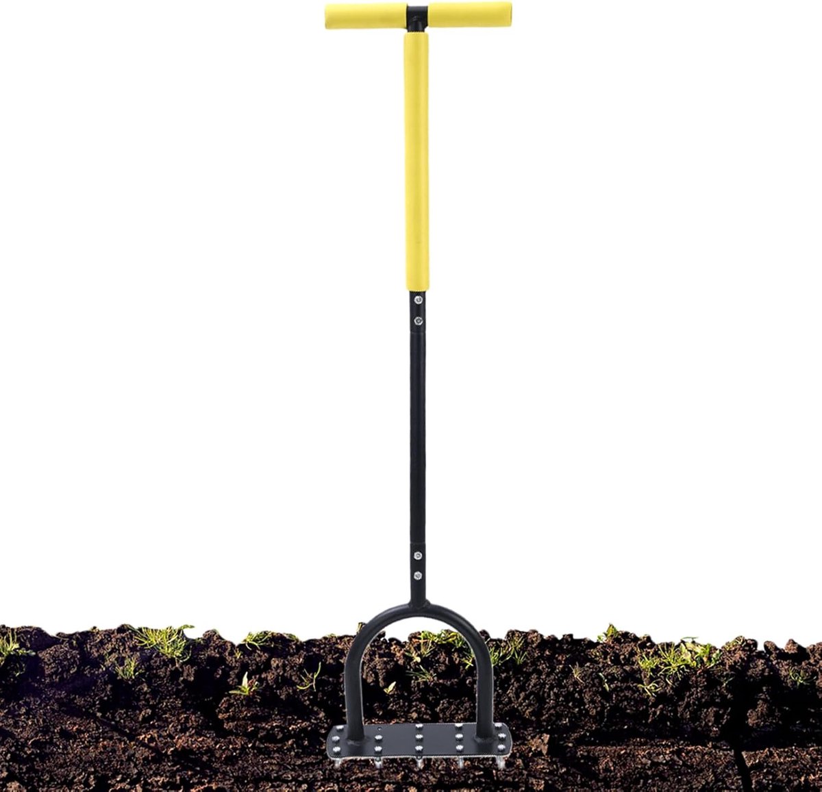 Luchtgrijper Gazon - Bodemverluchter Tuin - Bodemverzorging Tuin - Ergonomisch T-Handvat - 100 cm - Zilver