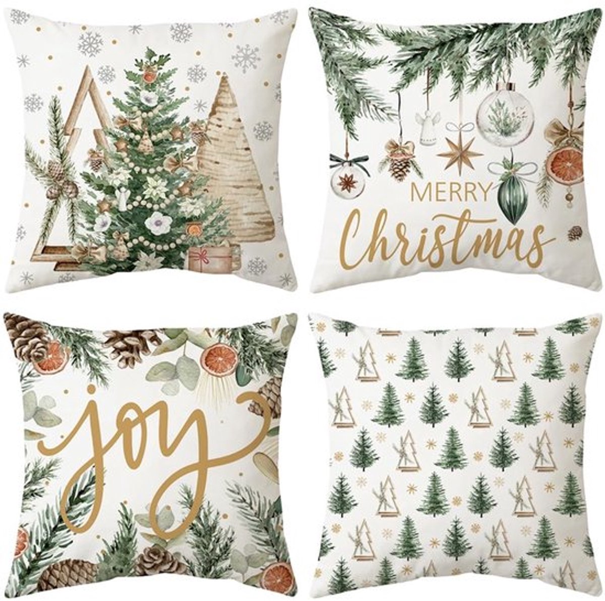 Dailygoods- Kerstkussen 45 x 45 cm - Set van 4 - Decoratief - Fluwelen Kussensloop