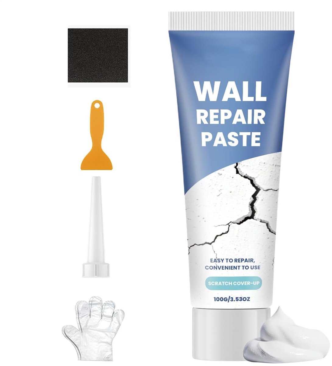 Muurreparatiepasta - Gatenvuller Muren - Scheuren Vullen - Sneldrogende Formule - 100g - Wit