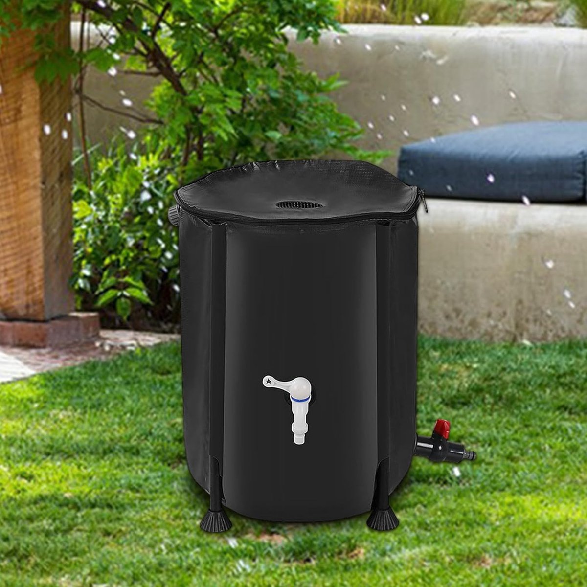 Regenwater Opvangbak - Opvouwbare Watertank - Tuin Besproeien - Waterbesparend Systeem - 60 x 70 cm - Zwart