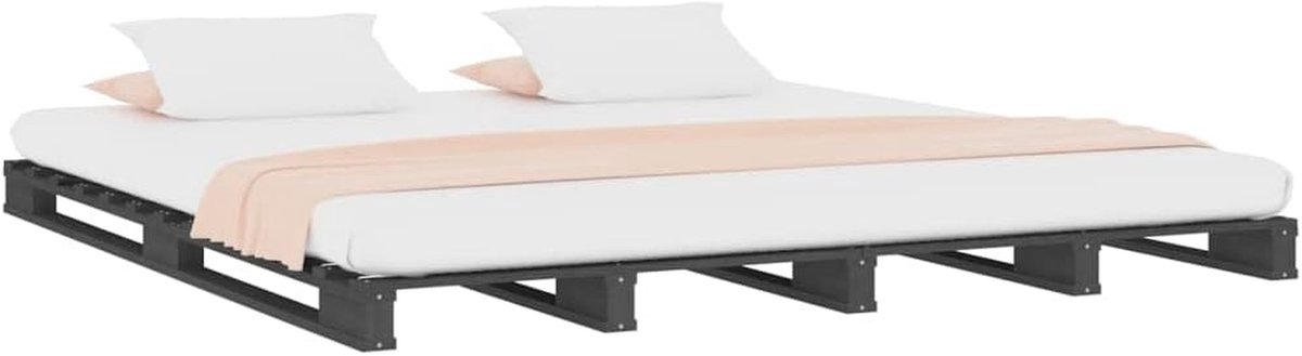 Palletbed Hout - Bedframe Houten Basis - Slaapkamer Inrichten - Massief Grenenhout - 120x190 cm - Grijs