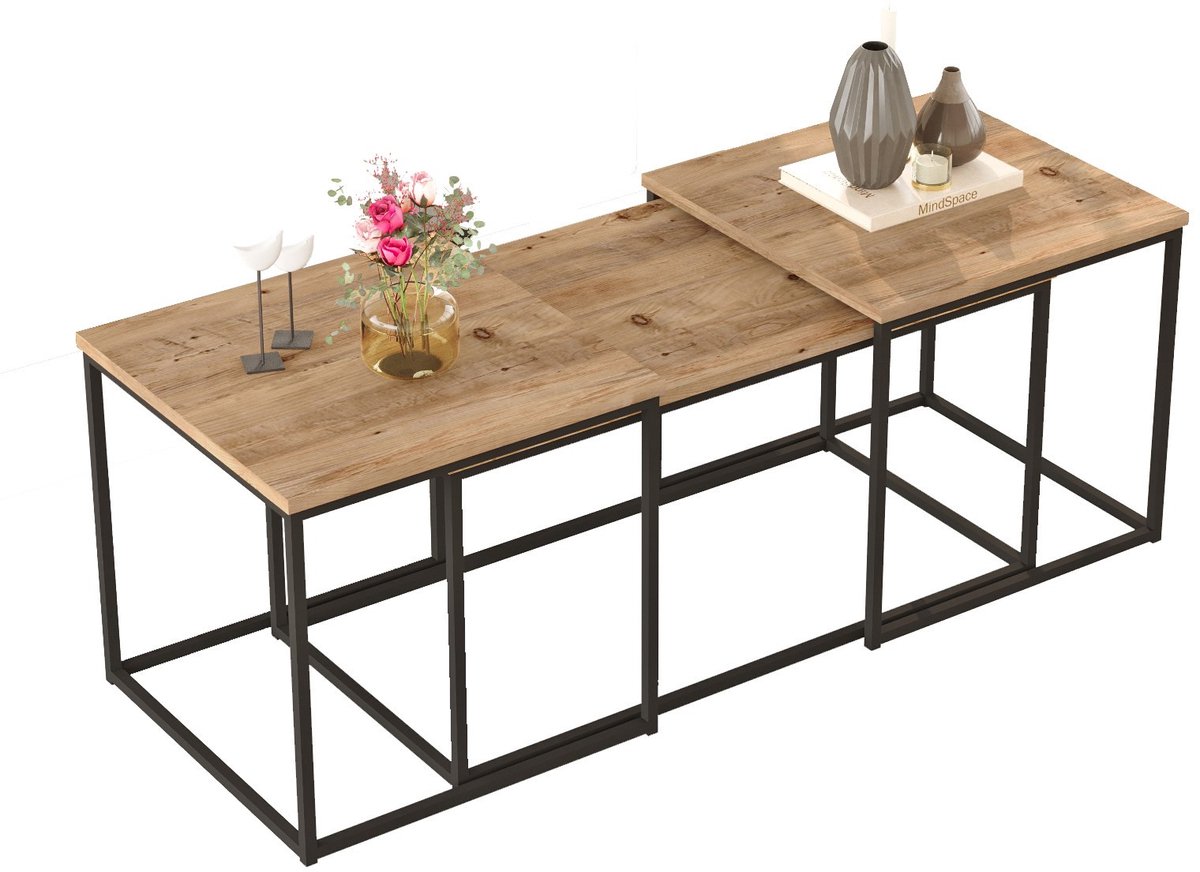 Set van 3 houten salontafels "VG9" - 90 x 45 x 44 cm - Atlantic Pine