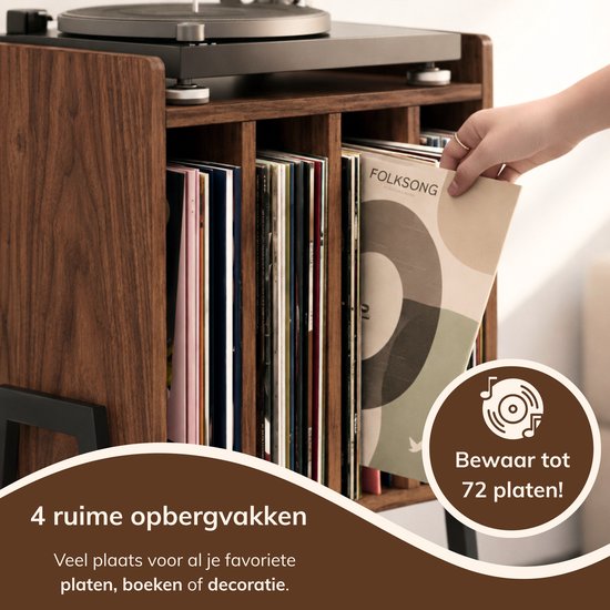 ACAZA LP Opbergsysteem - Platenrek - Platenkast - LP Houder - Vinyl Houder - MDF - Walnoot — afbeelding 3