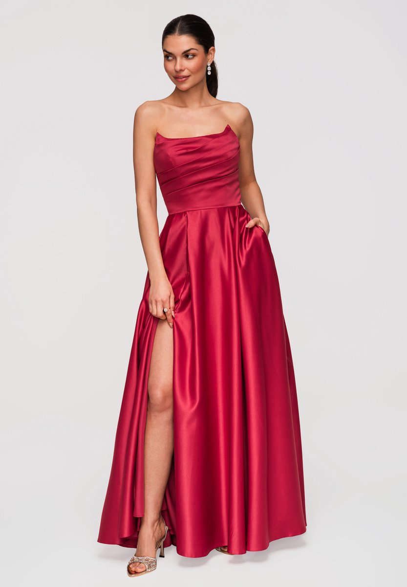 LARICA Jurk - Regular Fit - Strapless - Rits Rood L