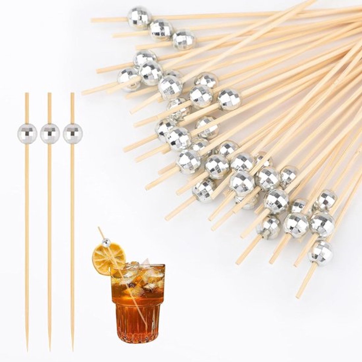 100 stuks cocktailplectrums in disco bal design - Allecto Plus