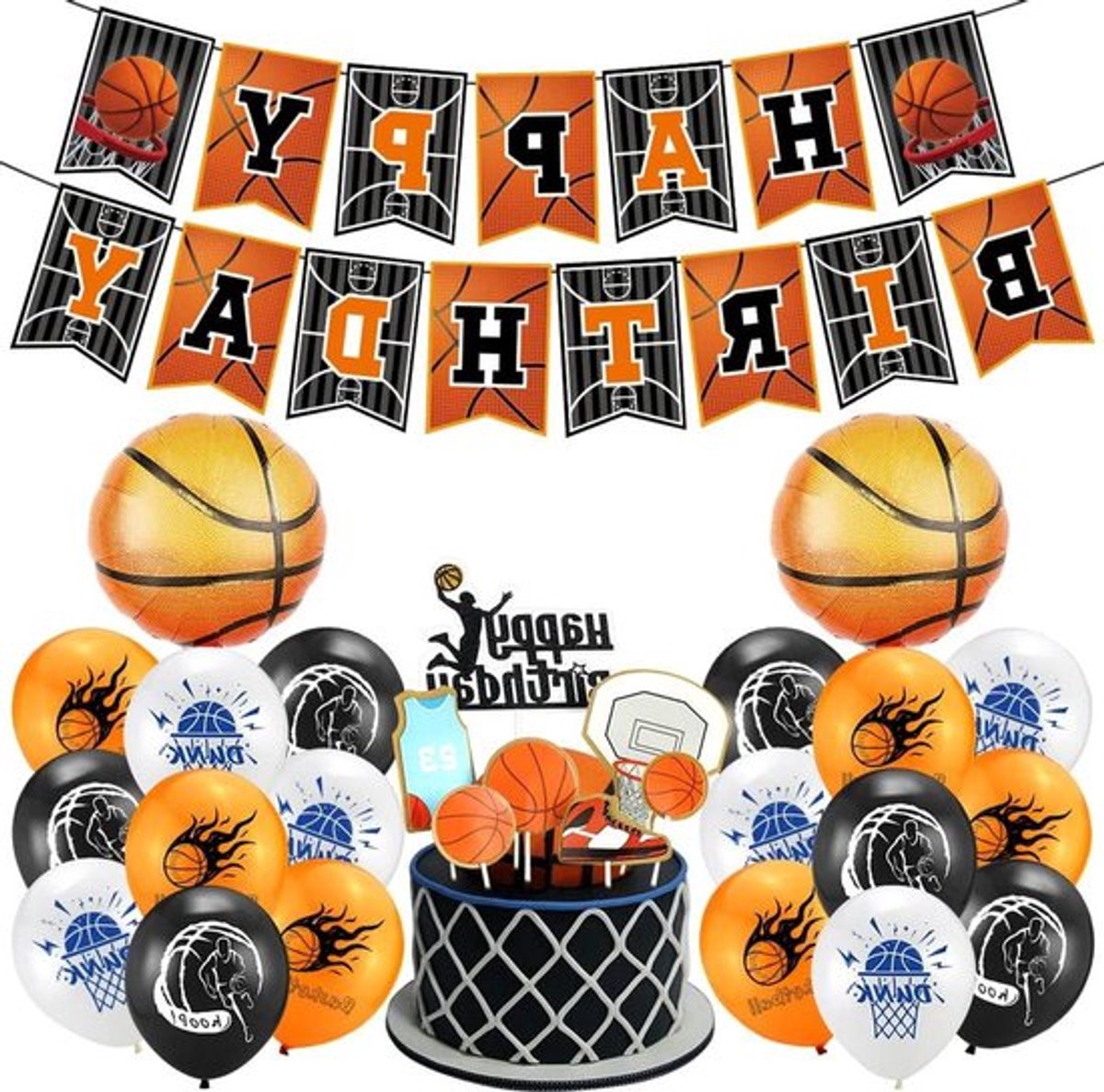 Basketbal thema taartdecoratie met folieballon voor - Allecto Plus