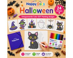 HappyDots Color DOT Painting set Halloween A4 - 24 designs + stiften set + opbergmap