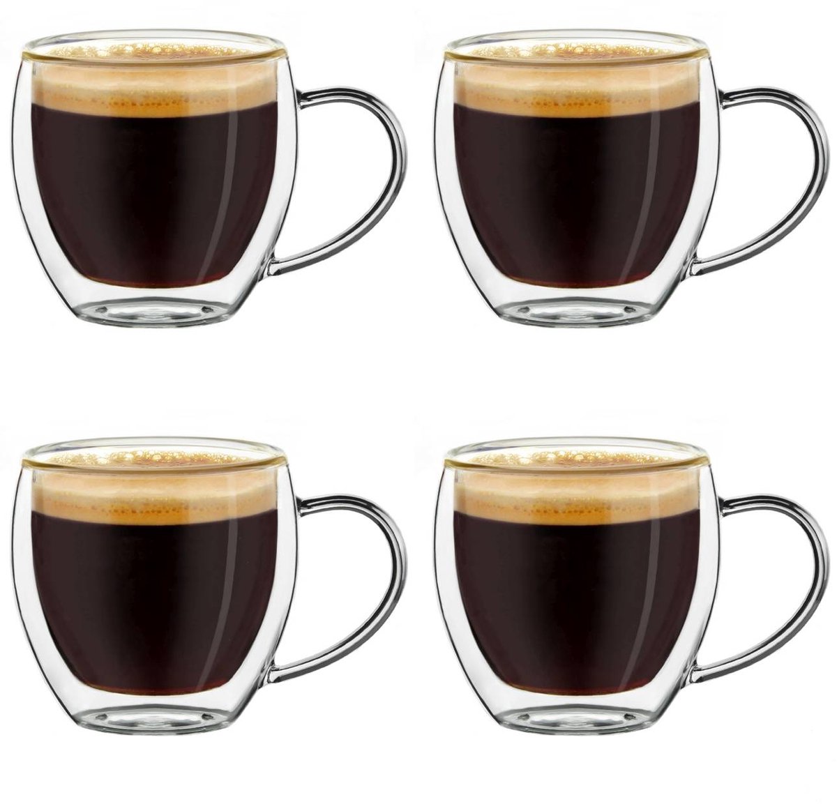 Thermoglas espressoglas hoog set van 4; 100ml