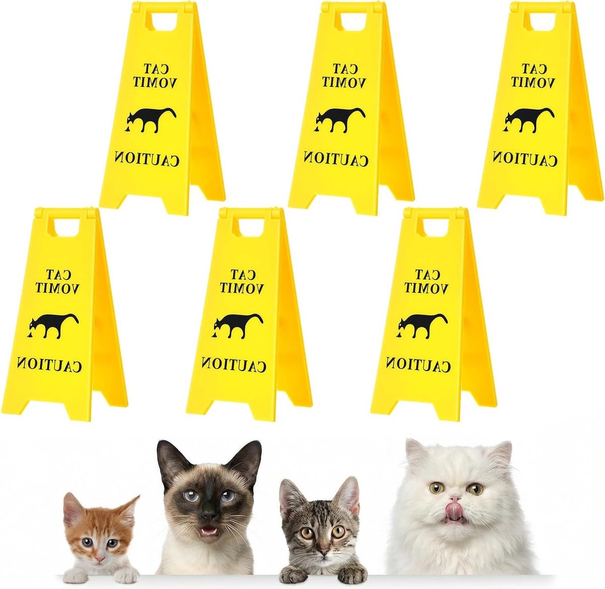 Grappige Decoratieve Waarschuwingsborden voor Katten - Dubbelzijdige Caution Borden, Mini Tafelbord en Perfect Cadeau voor Dierenliefhebbers