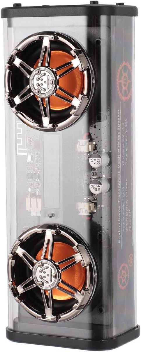 Transparante Speaker - Draagbare Audio - Feestelijke Sfeer - Met Subwoofer - 17 x 7 x 5 cm - Zwart