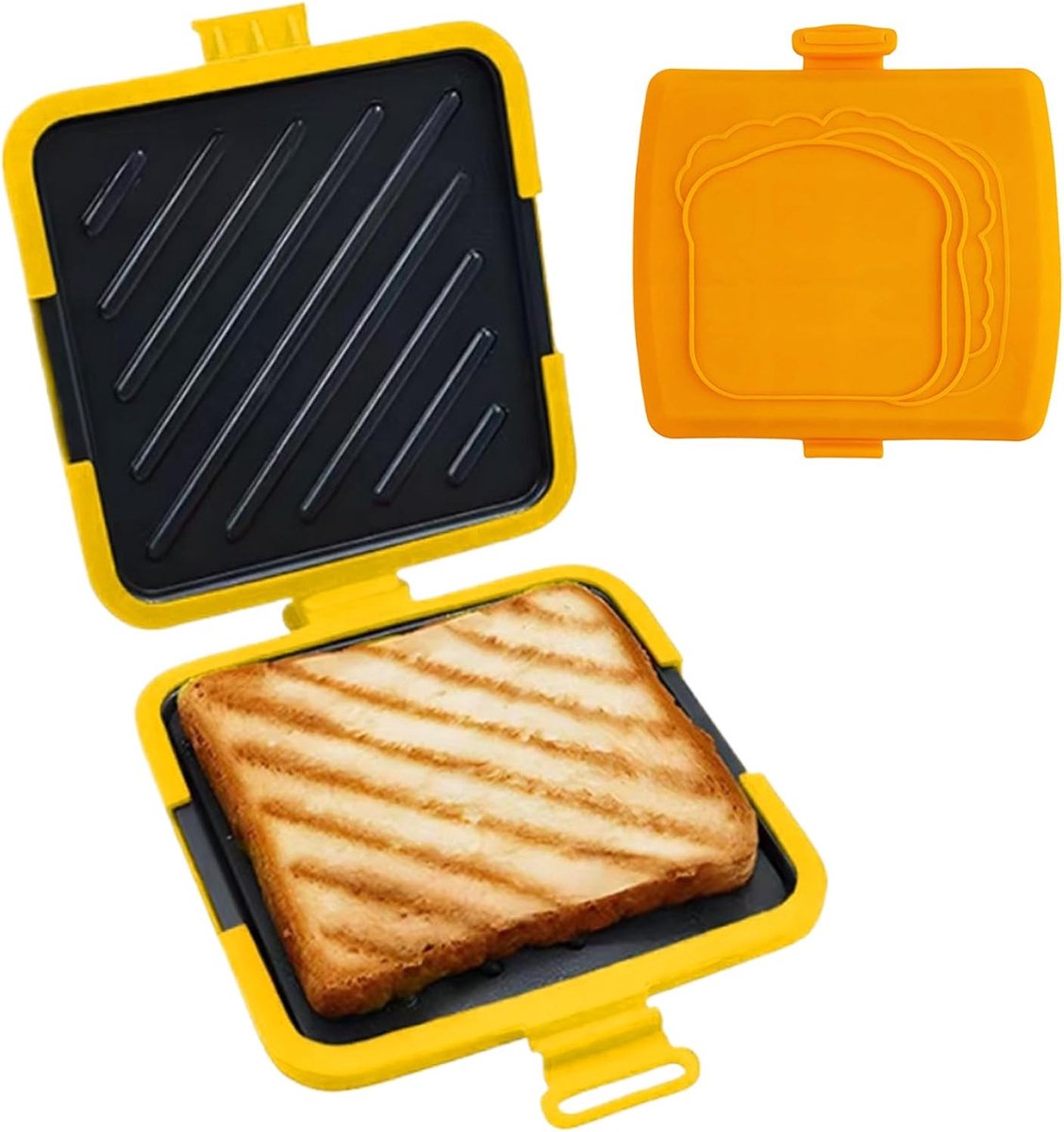 Sandwichmaker - Toastie Maker - Ontbijt Maken - Magnetron Veilig - 16x16.5x3 cm - Oranje