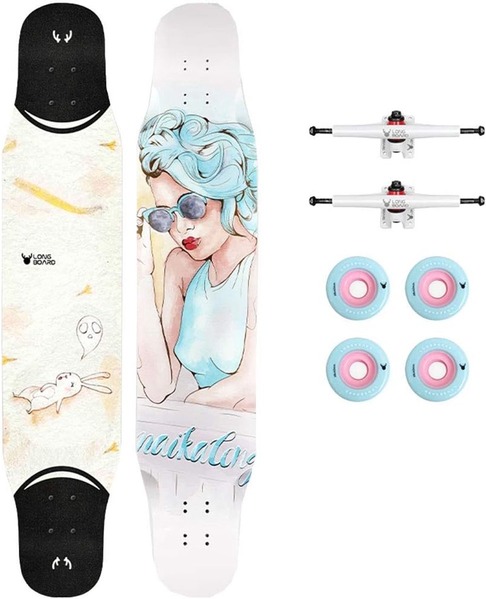 Longboard Skateboard Dansplank Streetboard Straat Cruisen 7 Lagen Esdoorn 114 cm Bedrukt