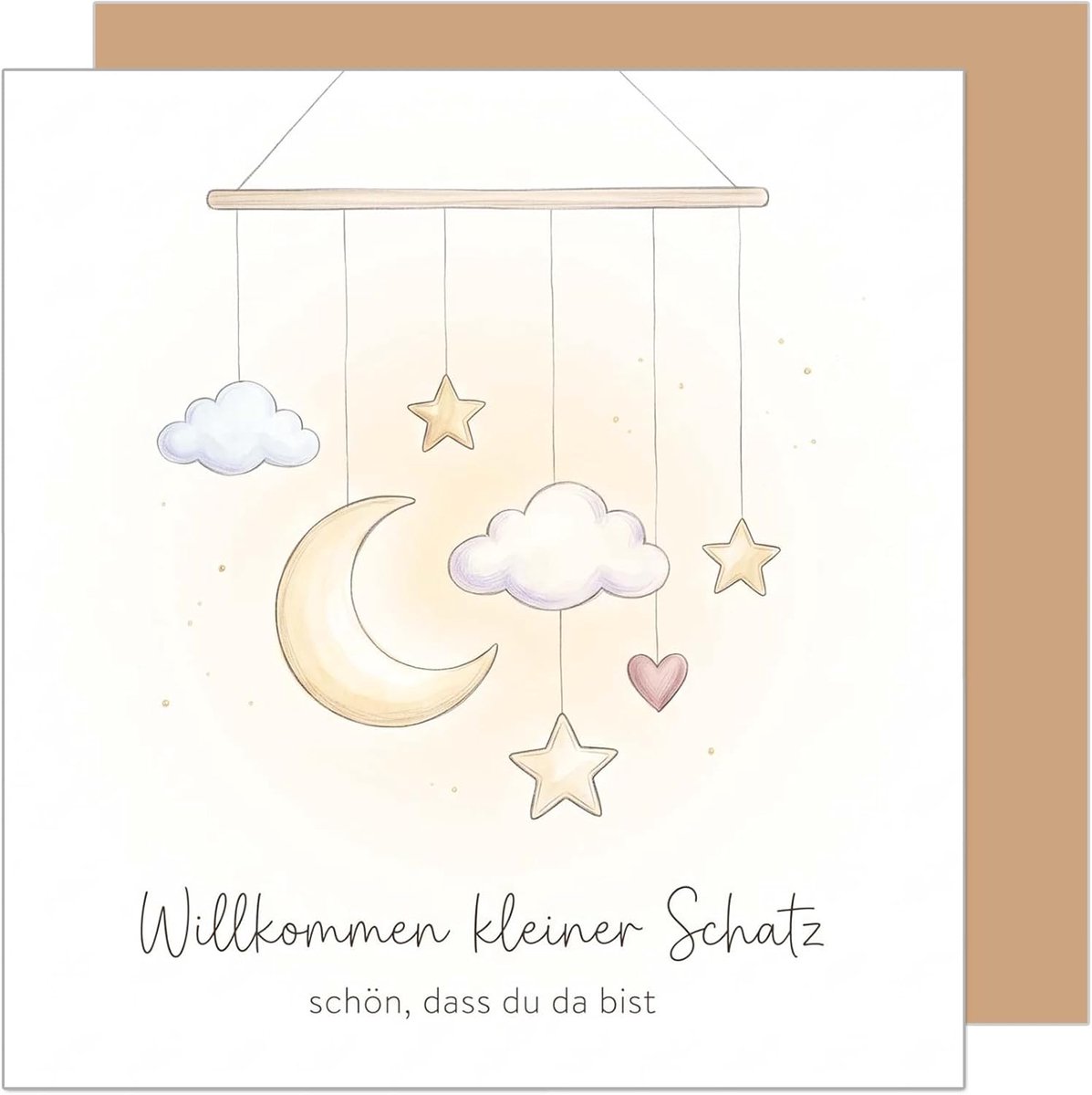 Geboortekaart met envelop - Wenskaart baby - Gefeliciteerd geboorte - Dubbele vouwkaart - 15x15 cm - Kleurrijk