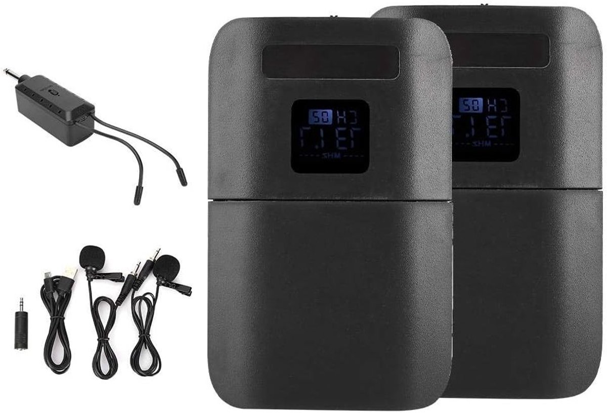 Draadloze Clip Microfoon met Stemversterker, Draagbare Capacitor en Multifunctionele Speaker voor Vergaderingen met LED Display en Stereo Geluid
