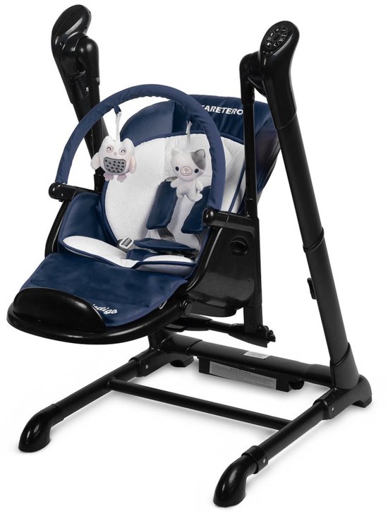 Black Indigo Serie - Kinderstoel en Babyschommel - Zwart Frame - 2 in 1 - PCV Bekleding — afbeelding 2