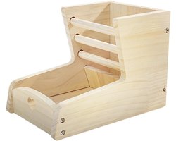 Hooivoeder voor konijnen - Hooirek huisdieren - Netjes voeren - Dubbele zone ontwerp - 14.5x22x15.5 cm - Houtkleur